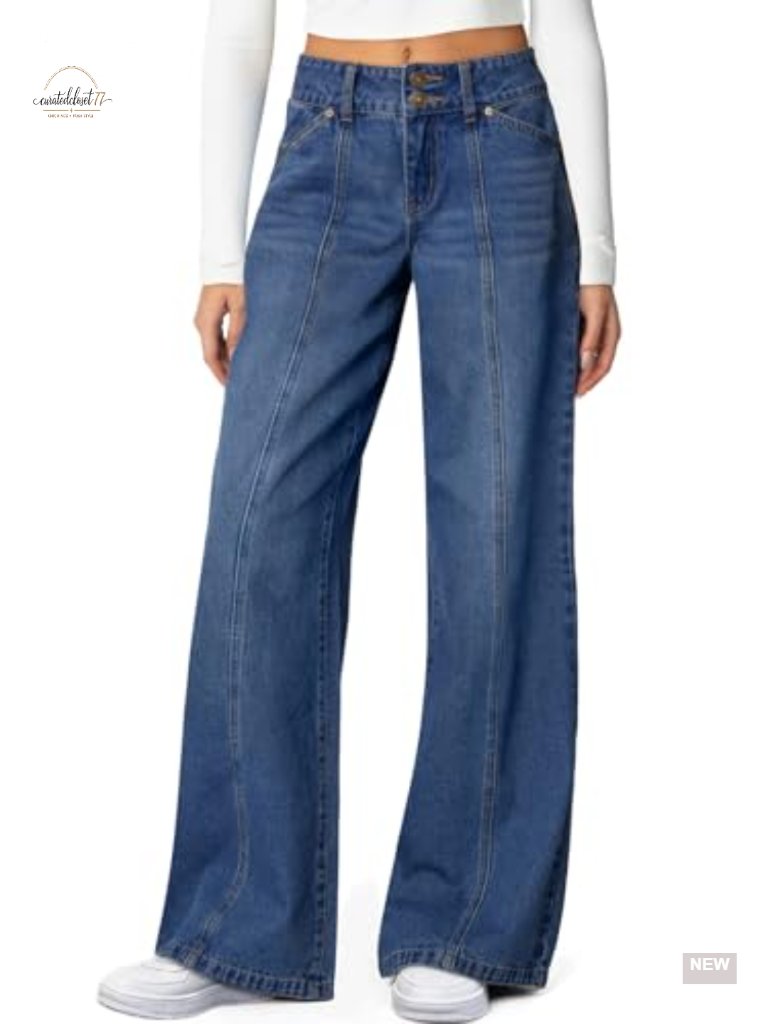 High Waisted Wide Leg Stretchy Jeans With Pockets
